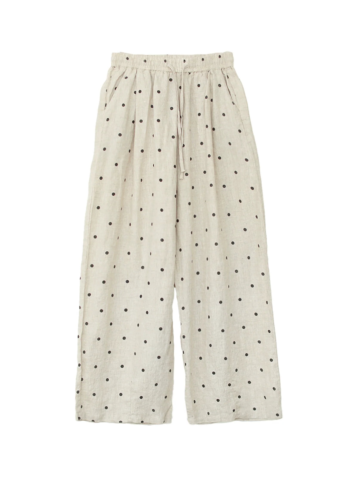 Babakud Women Fashionable Linen Polka Dots Versatile Pants