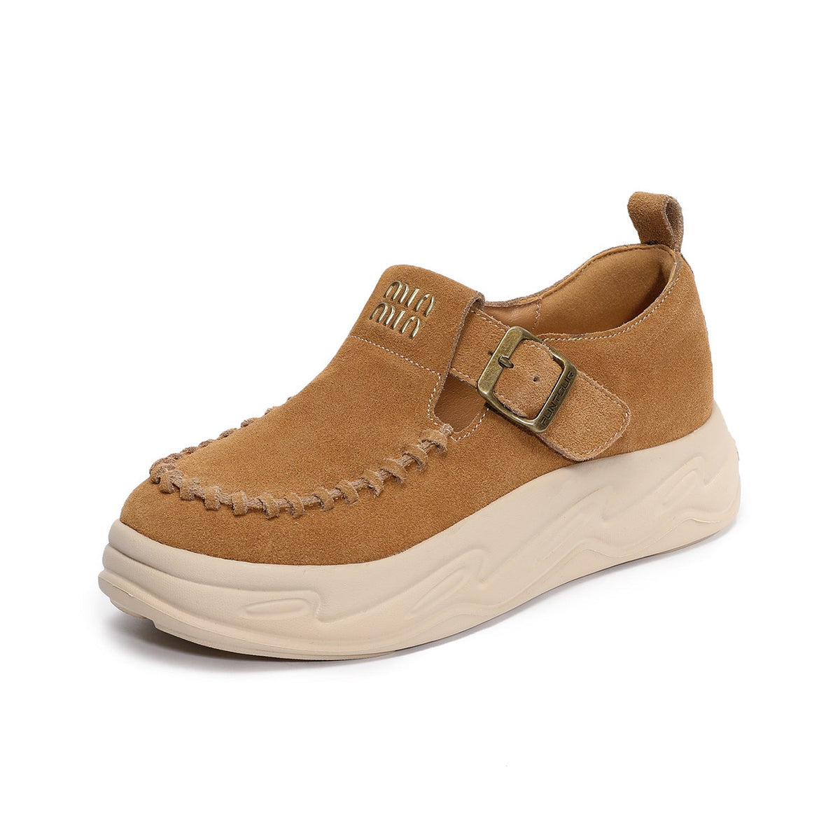 Genuine Leather Retro Sueded Platform Casual Shoes