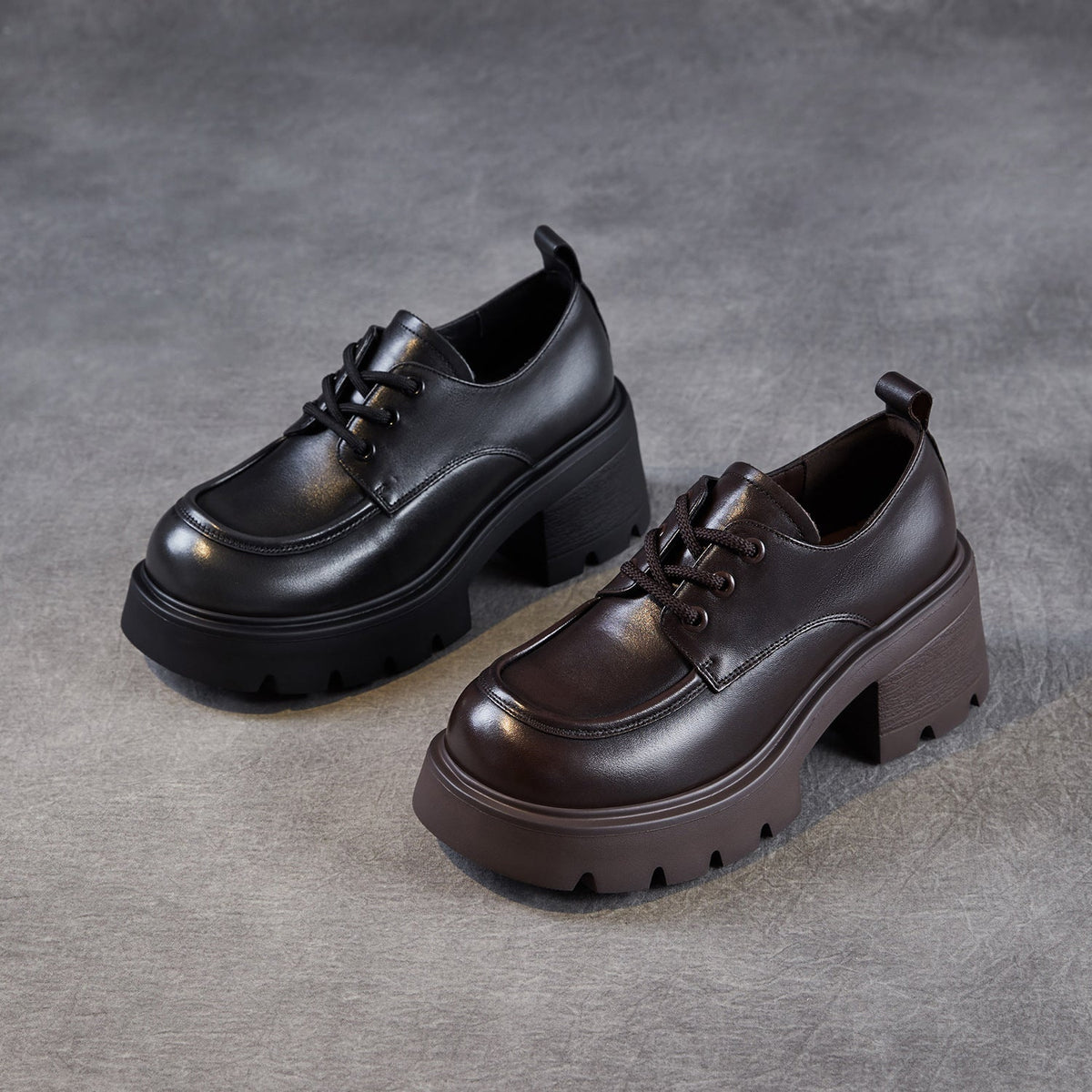 Women Autumn Leather Soft Sole Platform Casual Loafer Shoes