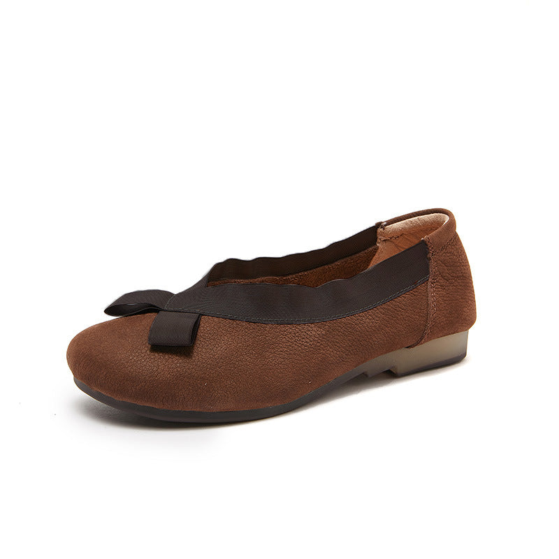 Babakud Women Spring Retro Artistic Genuine Leather Flats Shoes