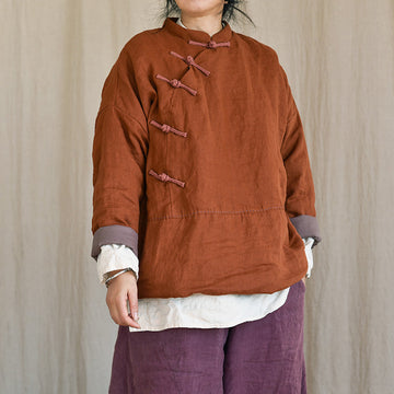 Vintage Quilted Warm Patchwork Linen Cotton Jacket