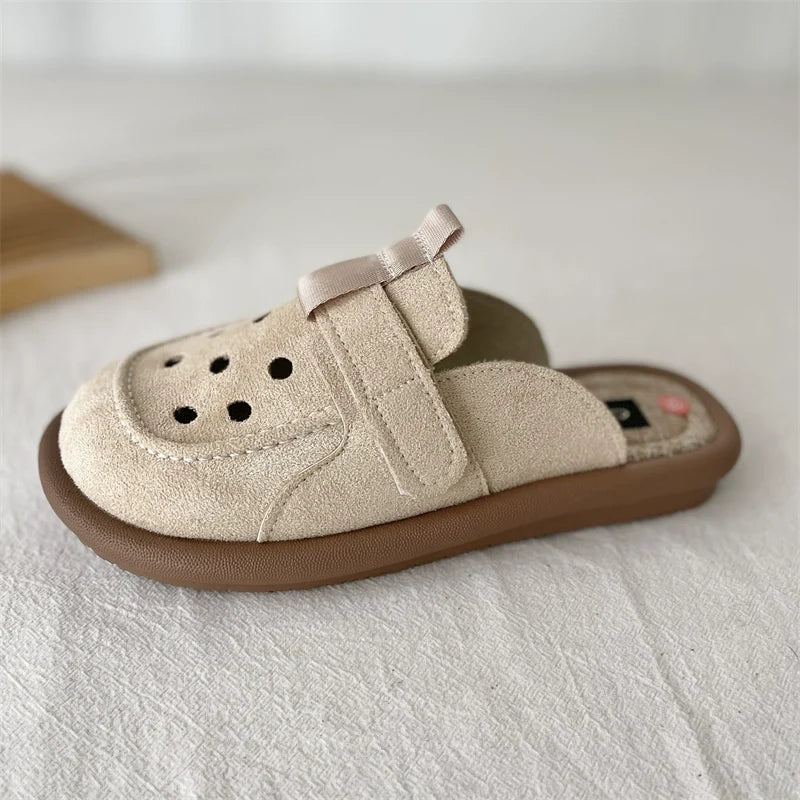 Summer Retro Sueded Hollow Casual Closed Toe Slippers
