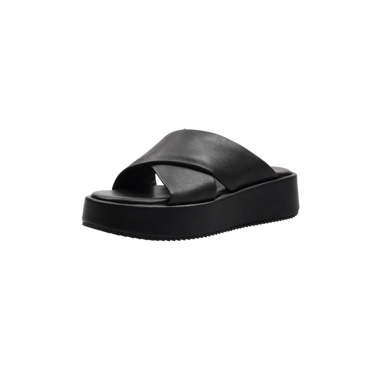 Summer Top Leather Open Toe Platform Soft Sole Crossover Strap Slippers