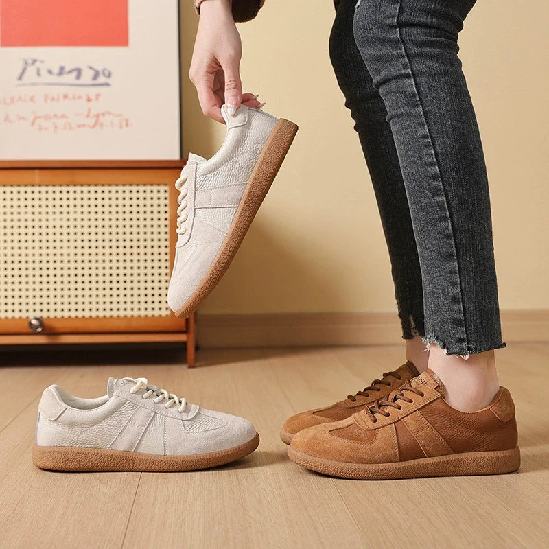Babakud Spring Retro Leather Soft Flat Sole Sneakers