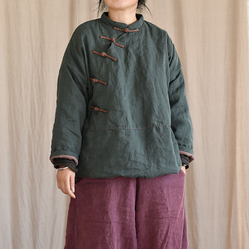 Vintage Quilted Warm Patchwork Linen Cotton Jacket