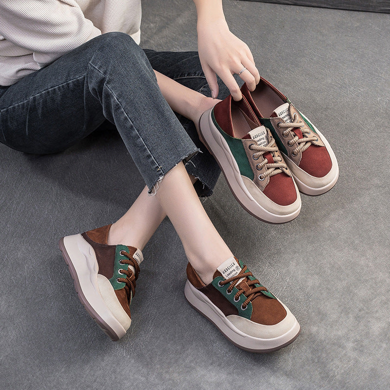Women's Fashion Trendy Color Block Thick Soled Sneakers