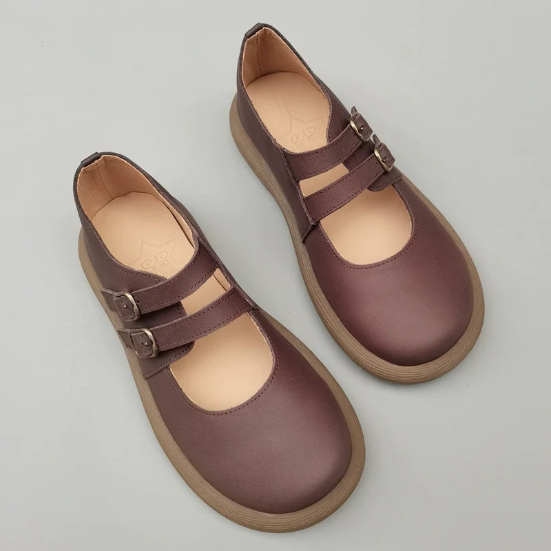 Retro Top Leather  Shallow Plus Size Closed Toe Flat Shoes