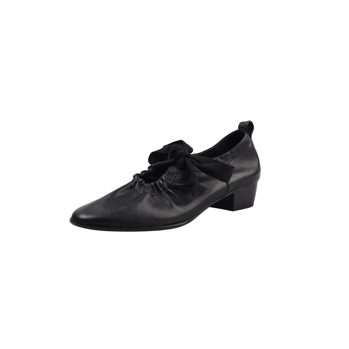 Elegant Sheepskin Leather Pointed Toe Lace-Up Chunky Shoes