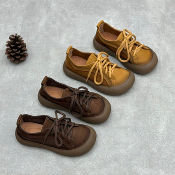 Comfortable Retro Lace-Up Round Toe Casual Shoes for Women