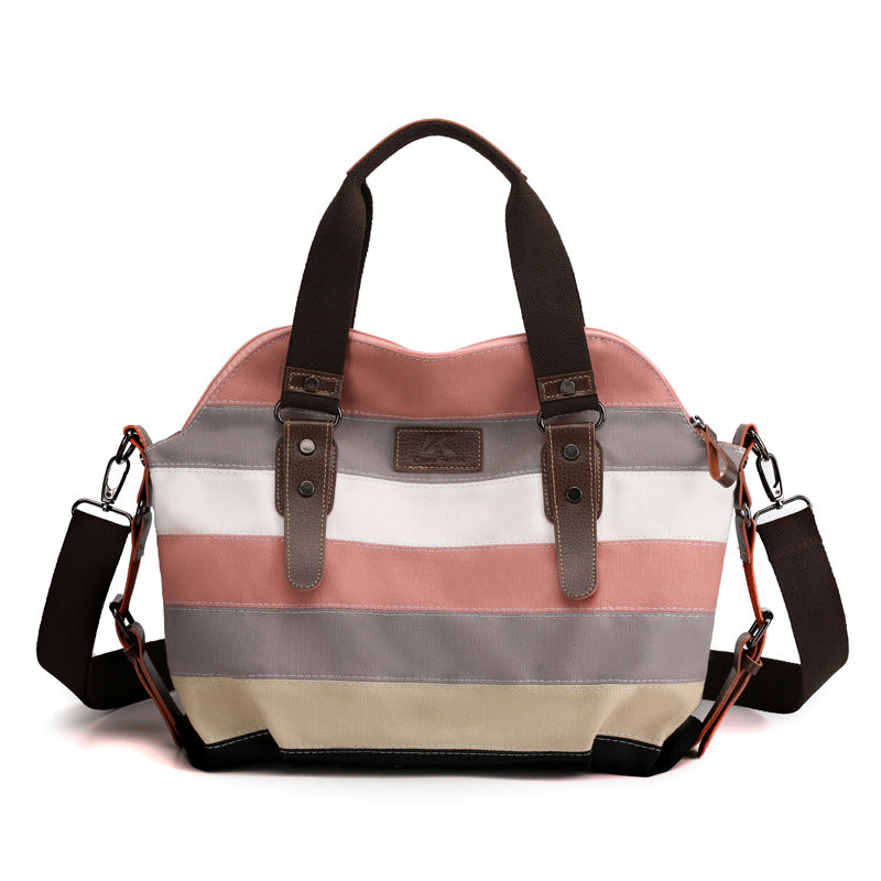 Fashion Striped Large Capacity Canvas Crossbody Shoulder Bag