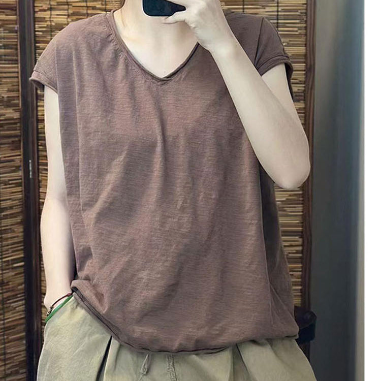 Babakud Women Summer Cotton Casual V- Neck T-Shirt