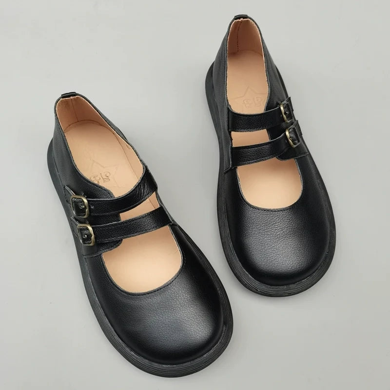 Retro Top Leather  Shallow Plus Size Closed Toe Flat Shoes