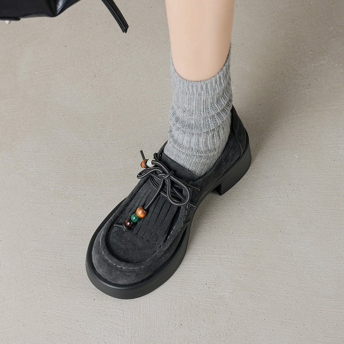 Women Casual Genuine Leather Lace-Up Loafer Flat Shoes