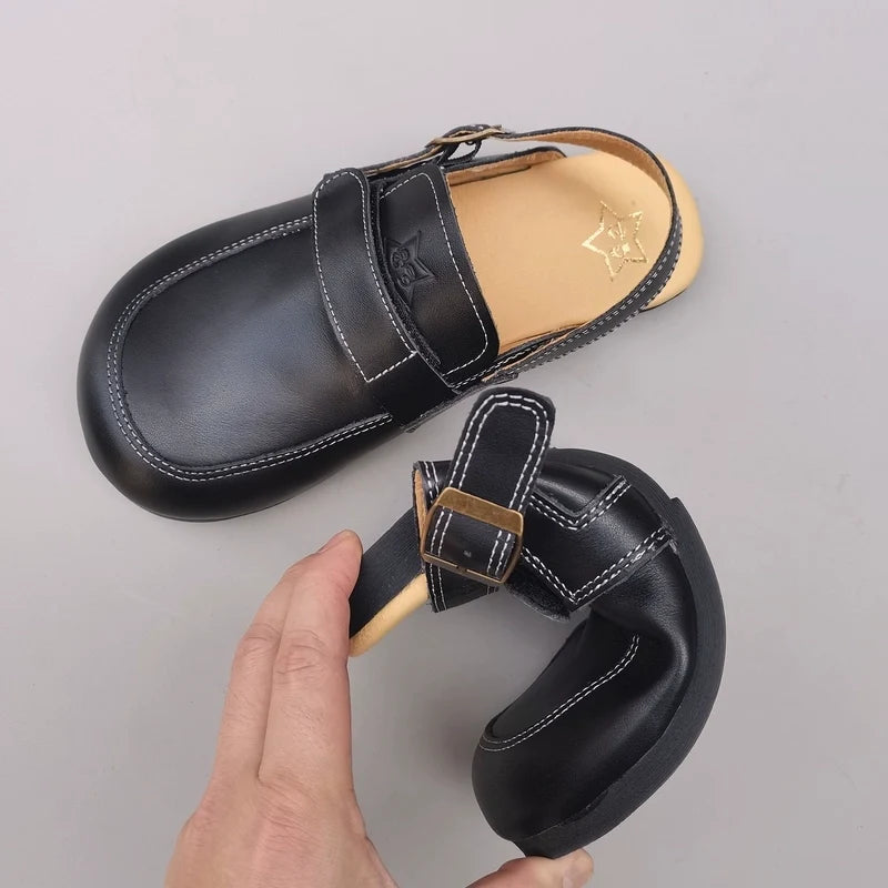Summer Genuine Leather Plus Size Wide Toe Comfortable Shoes