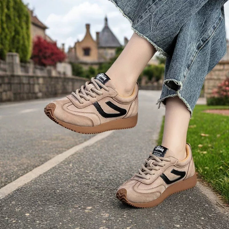 Genuine Leather Casual Sports Patchwork Soft Sole Sneakers