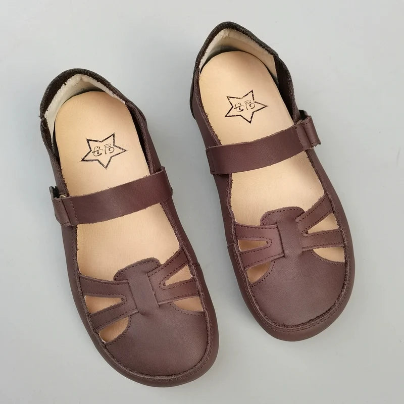 Retro Summer Genuine Leather Breathable One Straped Shoes