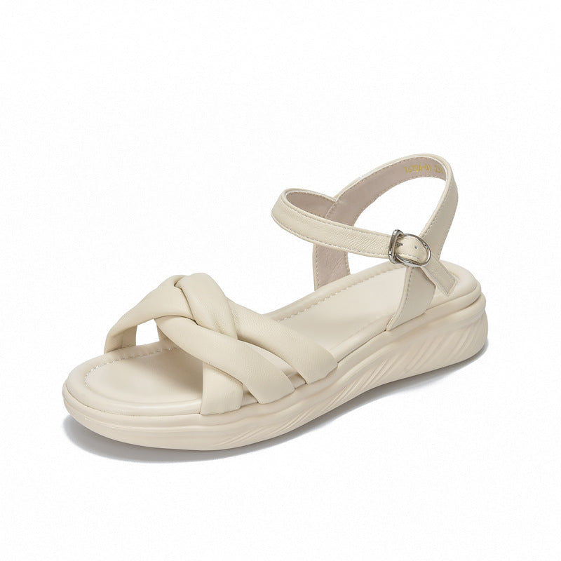 Summer Casual Sheepskin Leather Soft Sole Single-Strap sandals