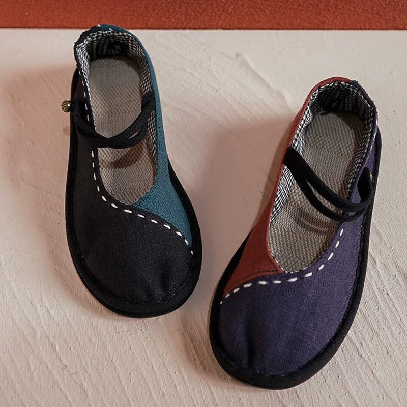 Comfortable Contrast Color Flat Cloth Casual Shoes for Women