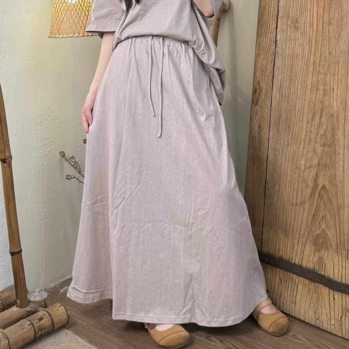 Babakud Summer Women Cotton Casual Soft Loose Skirt