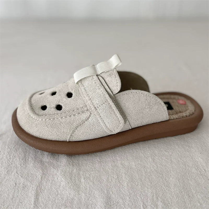 Summer Retro Sueded Hollow Casual Closed Toe Slippers