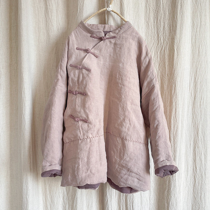 Vintage Quilted Warm Patchwork Linen Cotton Jacket