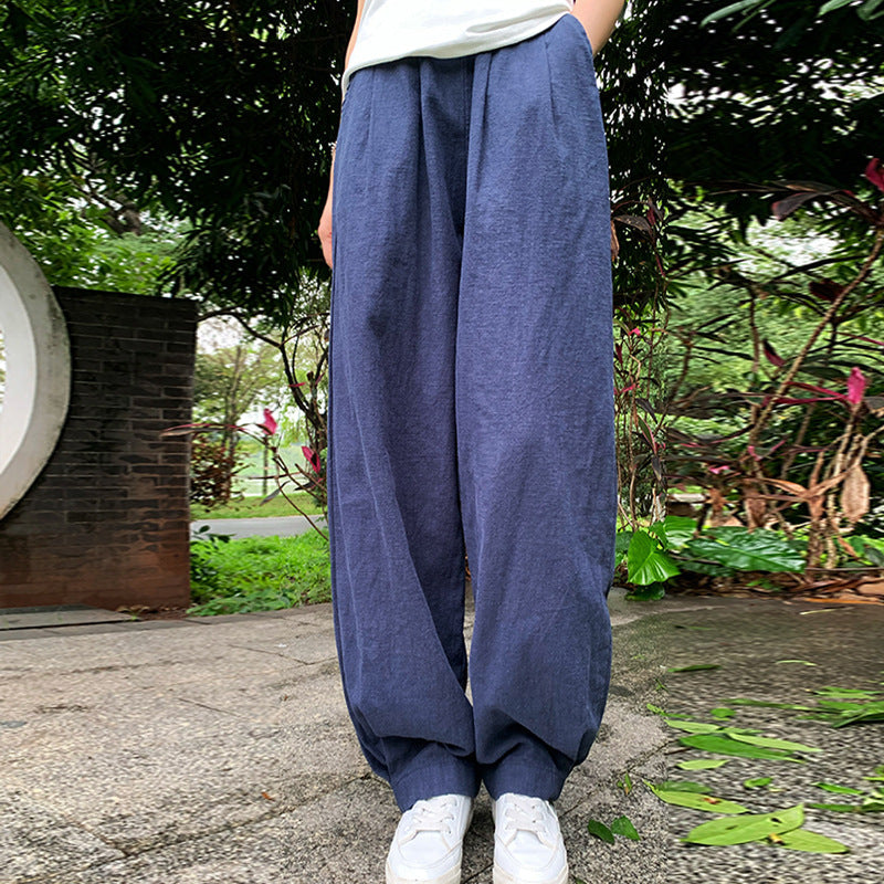 Summer Casual Cotton Loose Elastic Waist Harem Pants