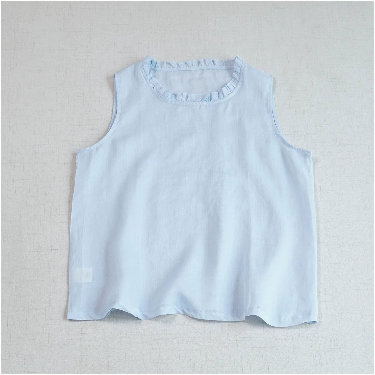 Summer Retro Ramie Thin Ruffled Collar Sleeveless Top