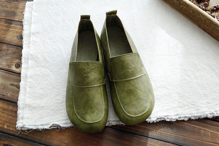 Babakud Women Spring Casual Leather Soft Sole Slip-On Shoes