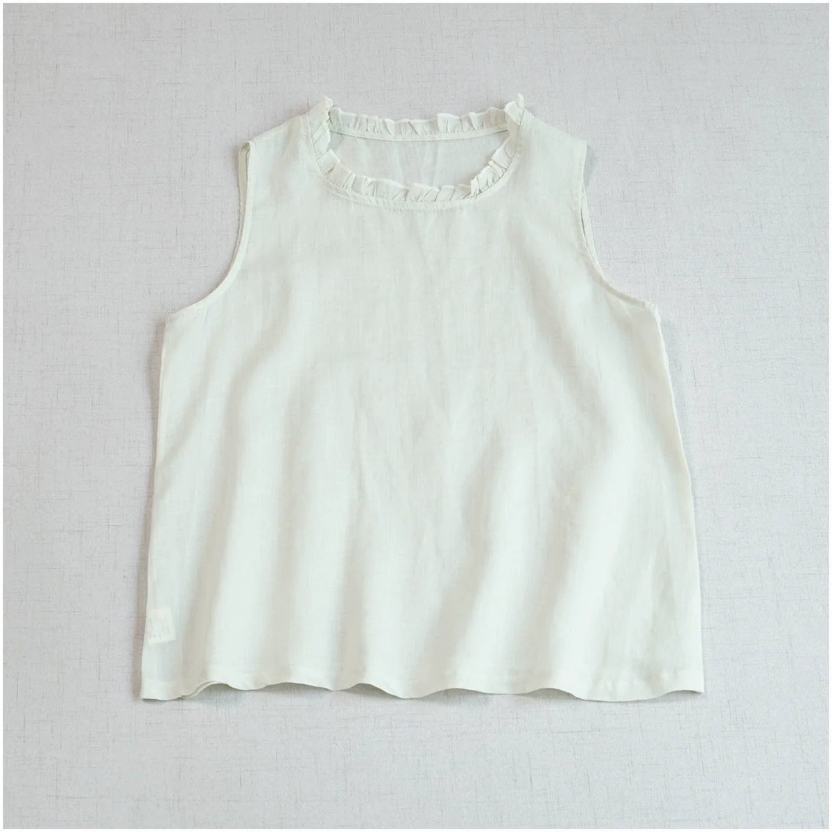 Summer Retro Ramie Thin Ruffled Collar Sleeveless Top