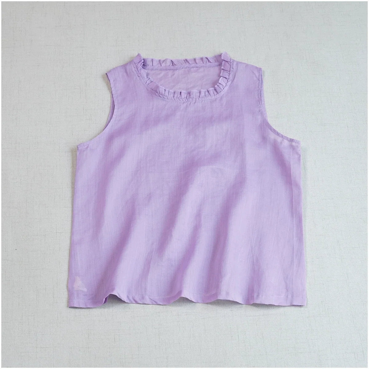 Summer Retro Ramie Thin Ruffled Collar Sleeveless Top