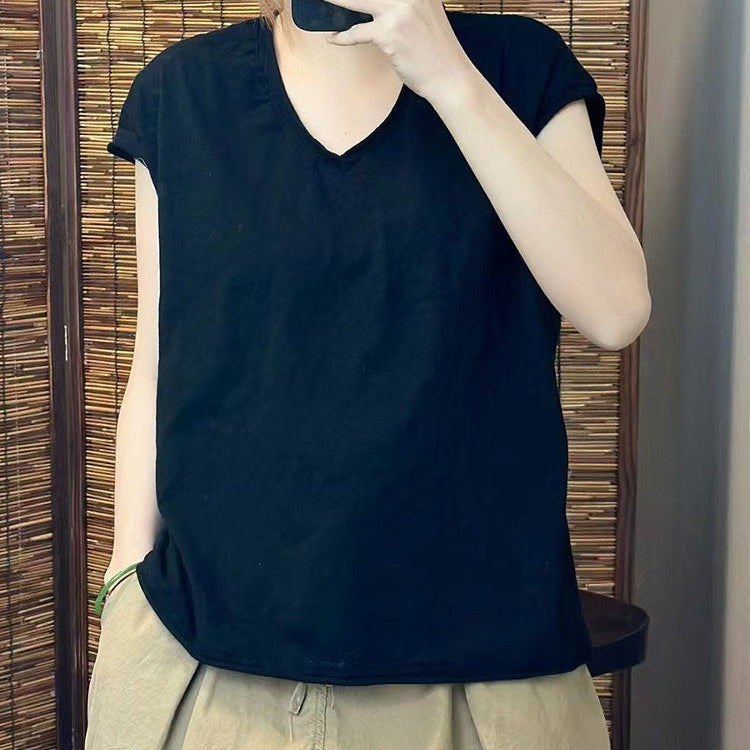 Babakud Women Summer Cotton Casual V- Neck T-Shirt