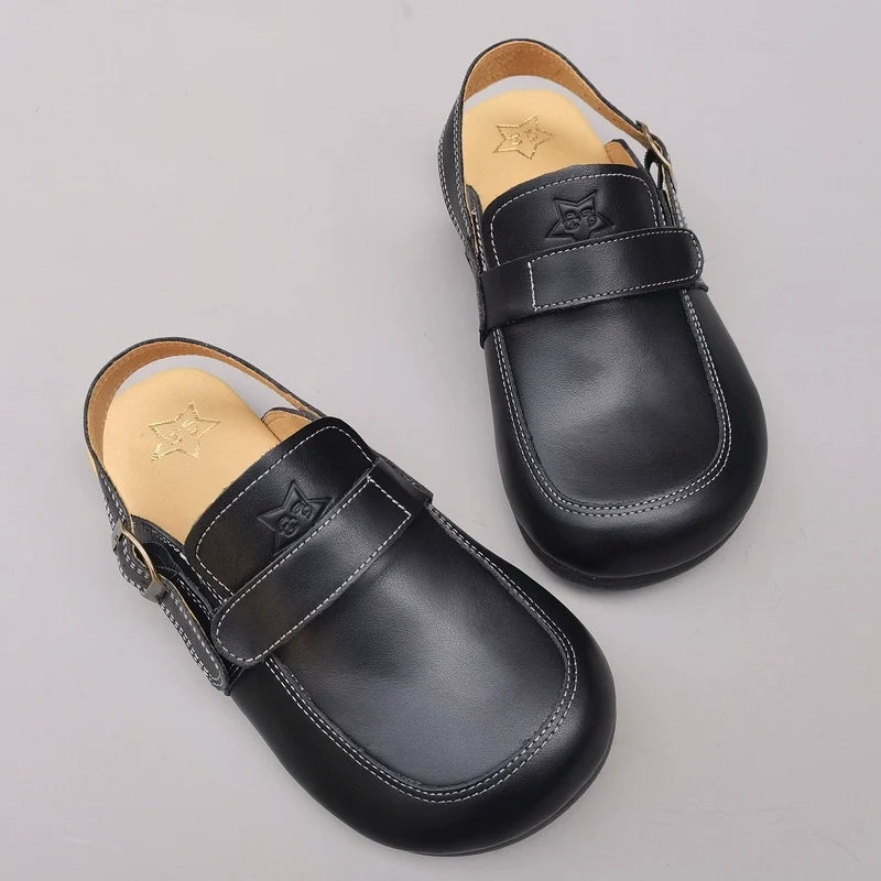 Summer Genuine Leather Plus Size Wide Toe Comfortable Shoes
