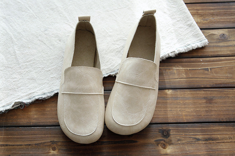 Babakud Women Spring Casual Leather Soft Sole Slip-On Shoes