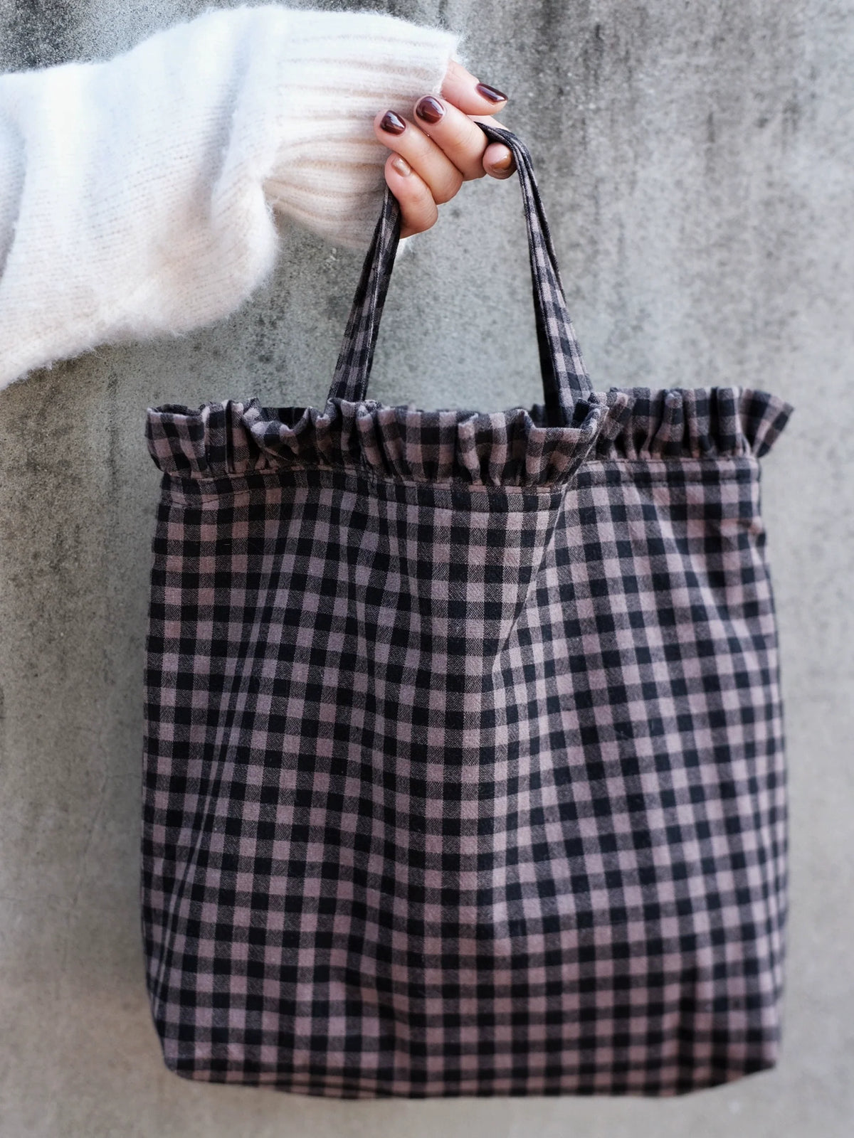 Babakud Vintage Cotton Gingham Bag Small Plaid Hand Carry Purse