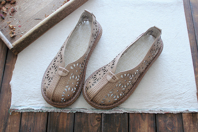 Babakud Women Spring Retro Breathable Hollow Soft Sole Sandals