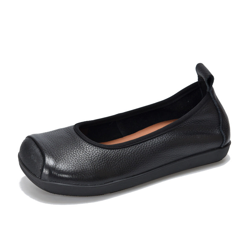 Women Vintage Leather Casual Patchwork Shallow Soft Sole Flats