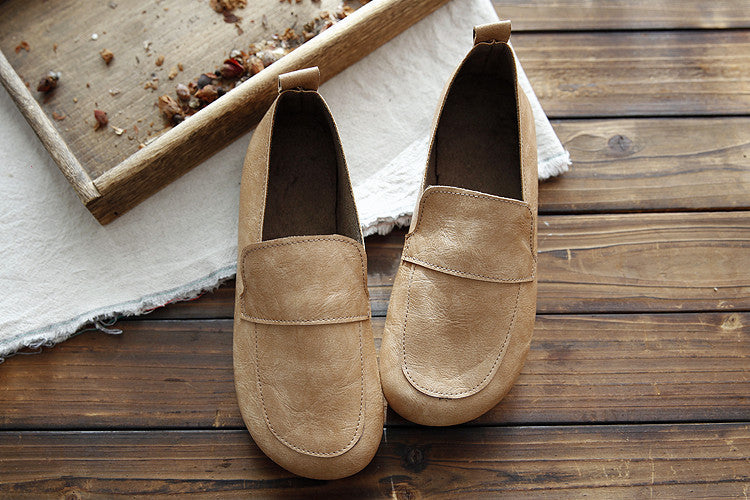 Babakud Women Spring Casual Leather Soft Sole Slip-On Shoes