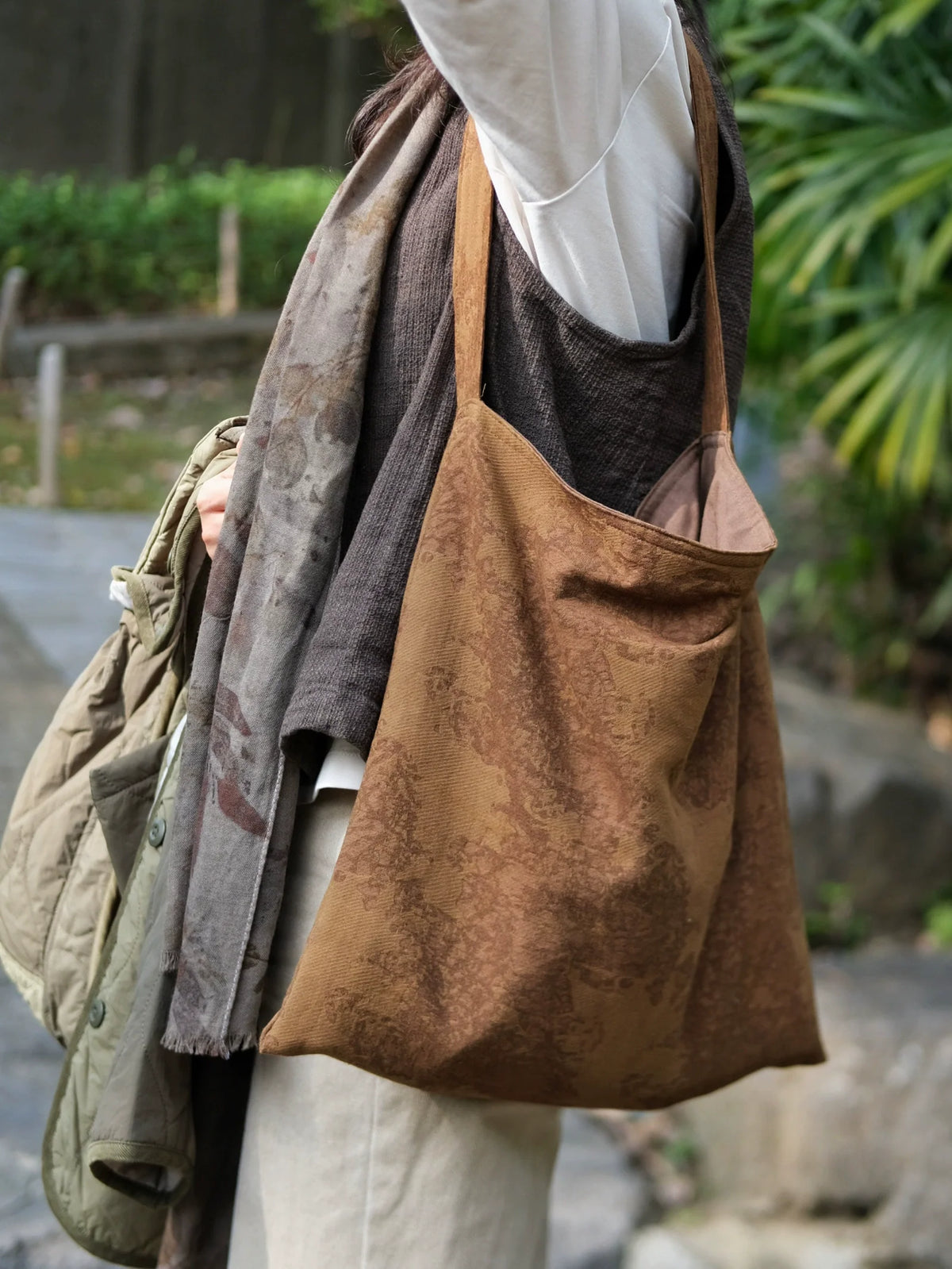 Women Retro Fabric Shoulder Bag Women Casual Commuter Large Tote