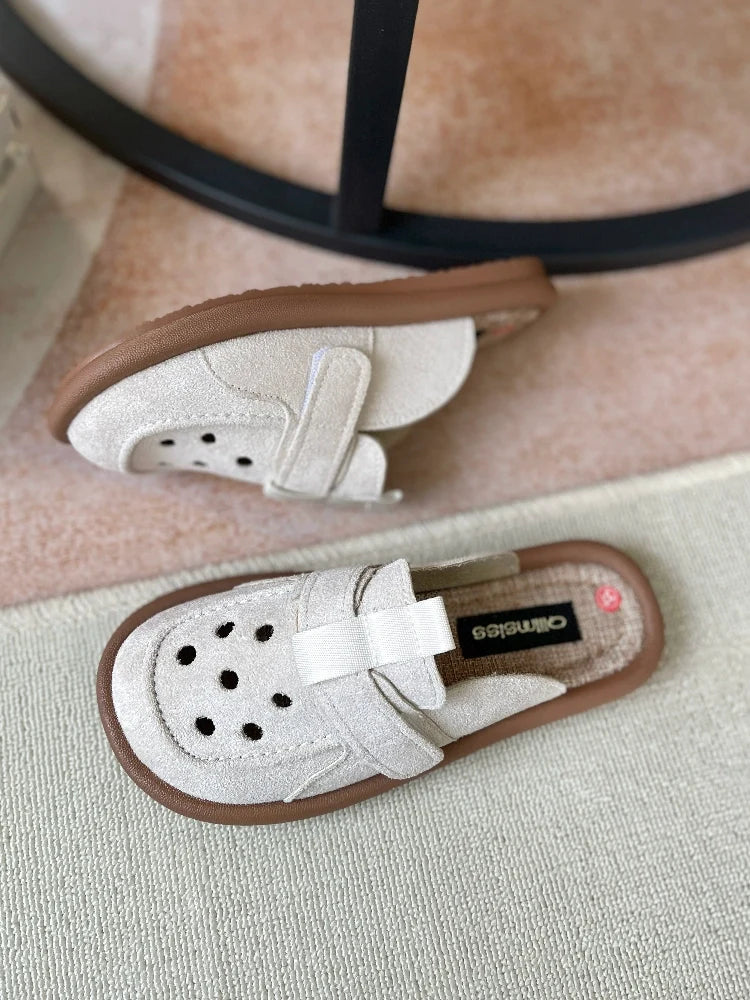 Summer Retro Sueded Hollow Casual Closed Toe Slippers