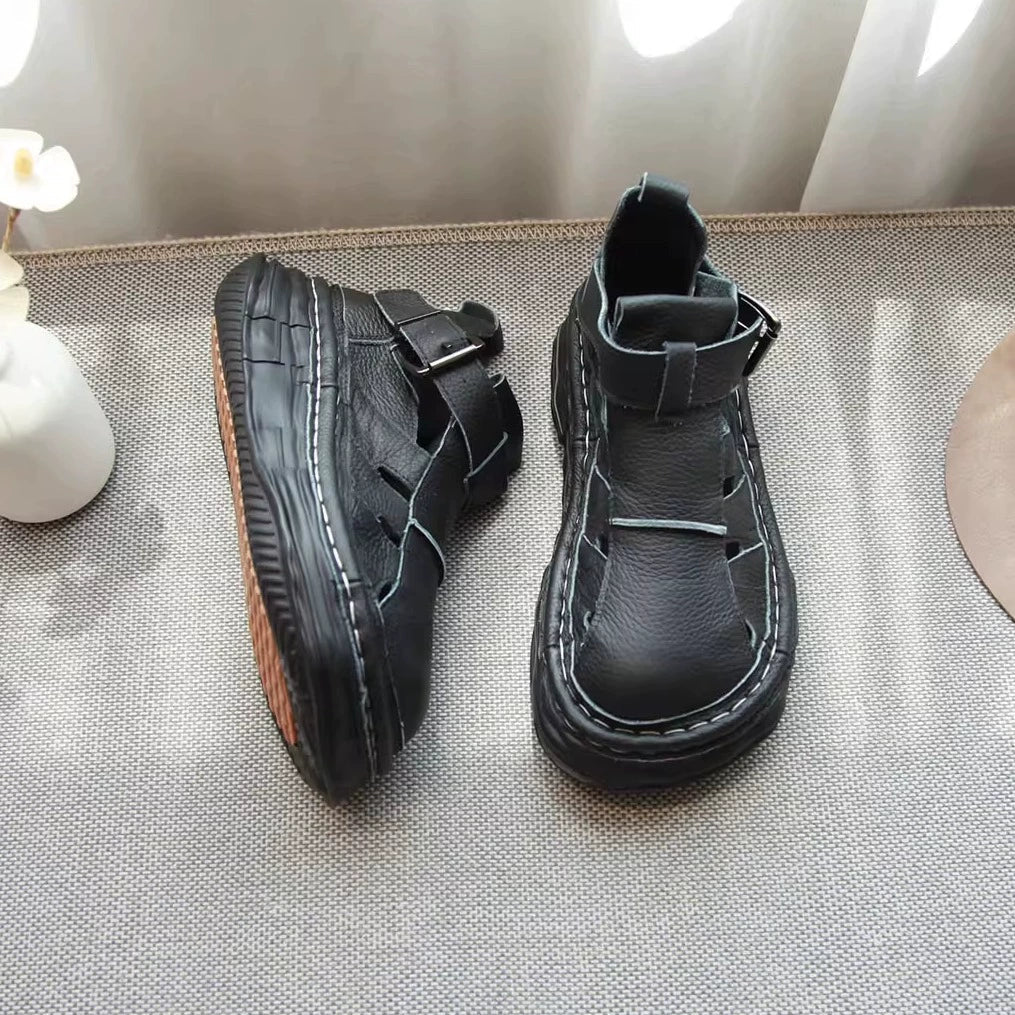 Summer Sports Leather Cut Out Casual Platform High-Top Shoes