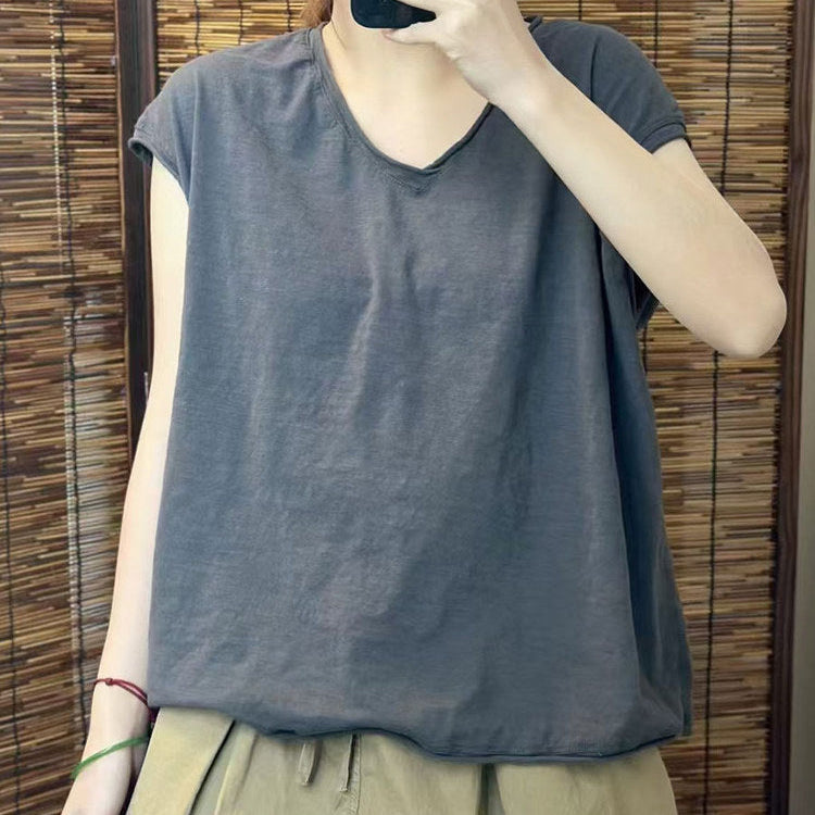 Babakud Women Summer Cotton Casual V- Neck T-Shirt