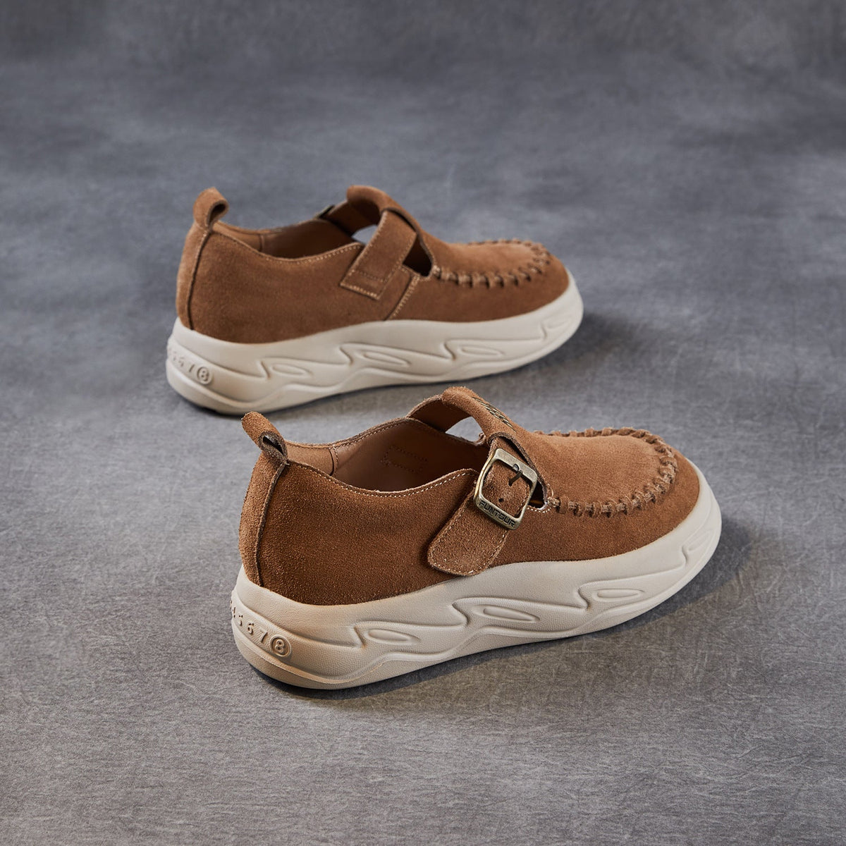 Genuine Leather Retro Sueded Platform Casual Shoes