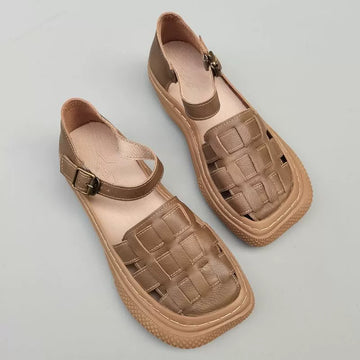 Genuine Leather Casual Everyday Soft Flat Sole One Straped Shoes
