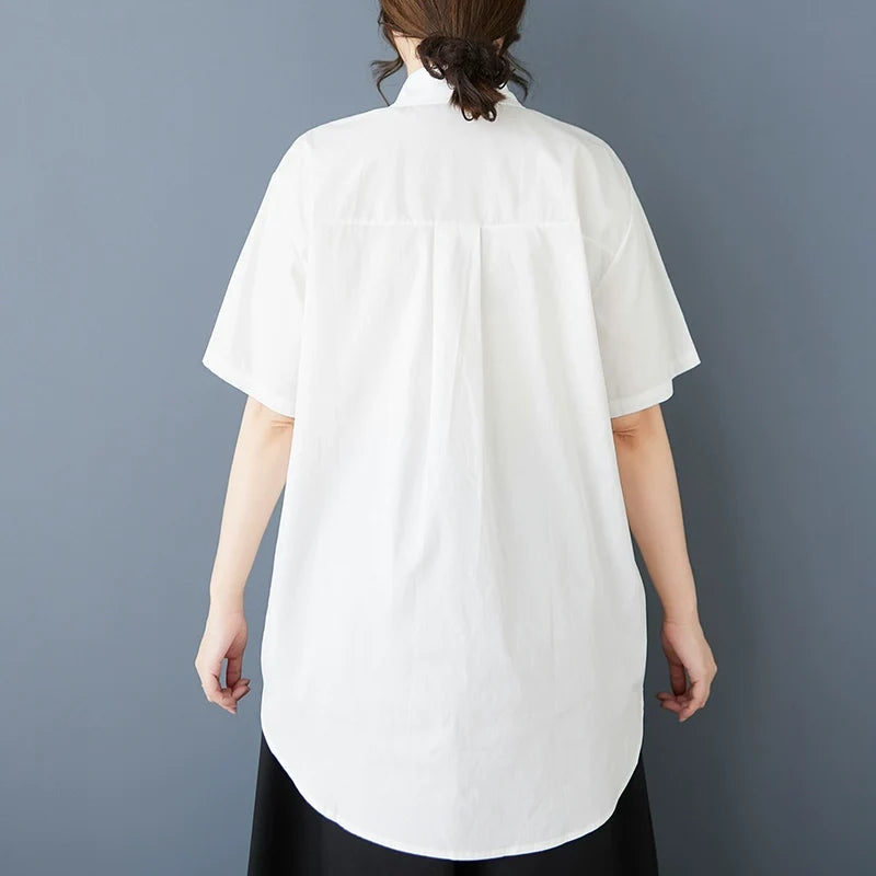 Women Spring Retro Cotton Rose Patchwork Casual Loose Blouse