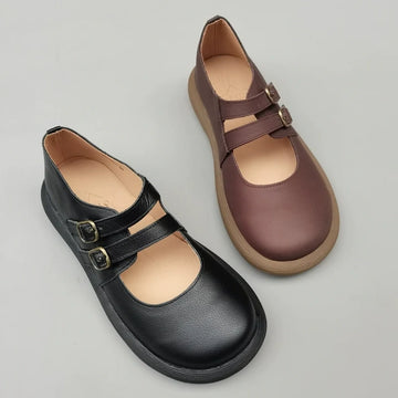 Retro Top Leather  Shallow Plus Size Closed Toe Flat Shoes
