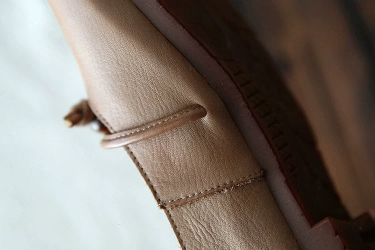 Summer Retro Leather Shallow Closed Toe Fringe Flat Shoes