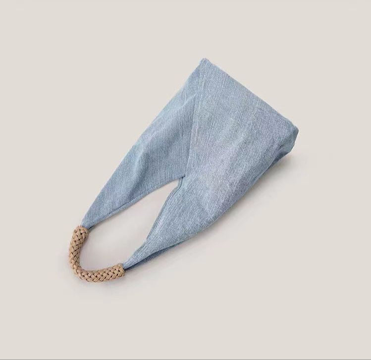 Fashion Minimalist Handwoven Handle Denim Tote Bag