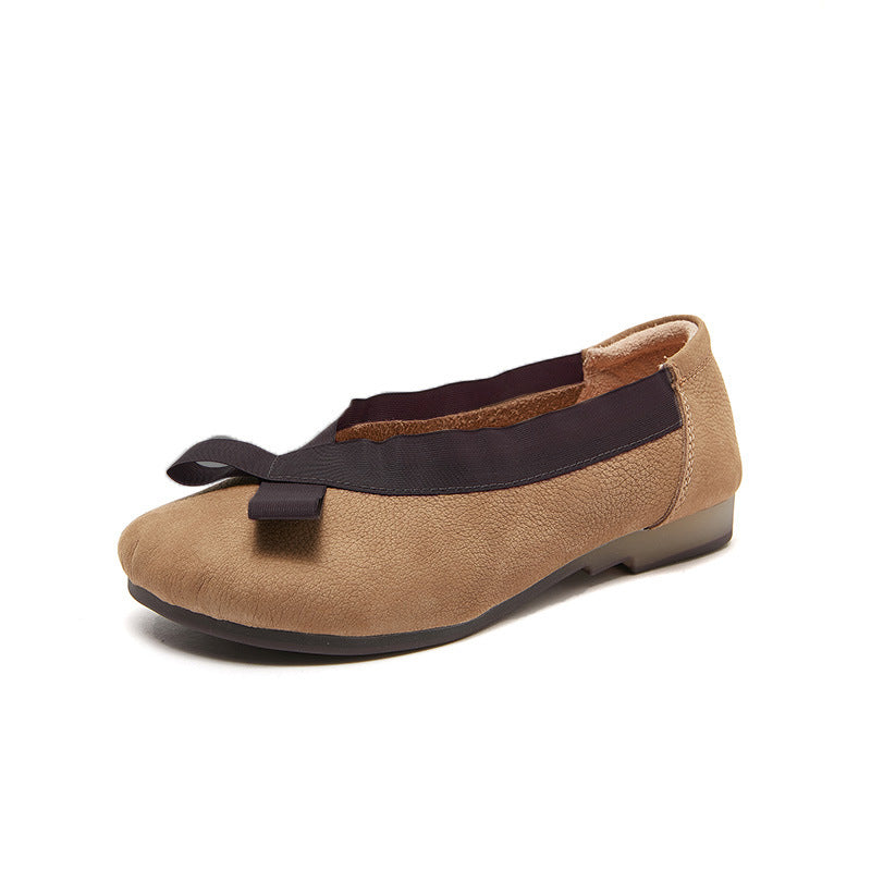 Babakud Women Spring Retro Artistic Genuine Leather Flats Shoes