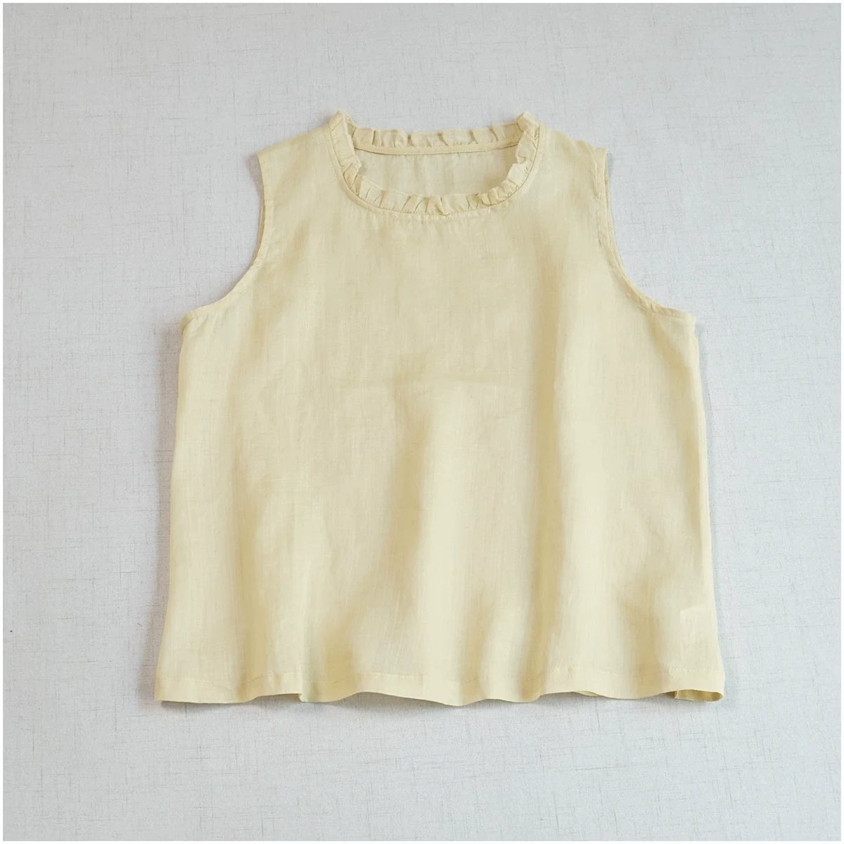 Summer Retro Ramie Thin Ruffled Collar Sleeveless Top