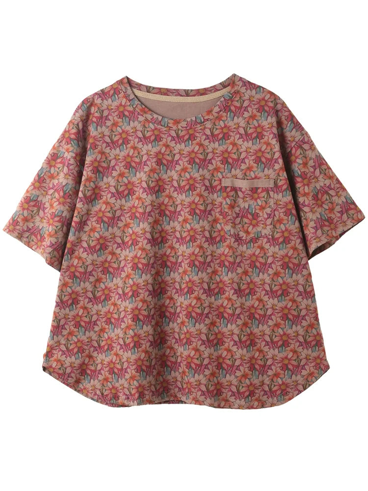 Babakud Women Casual Cotton Casual Printed Loose T-Shirt
